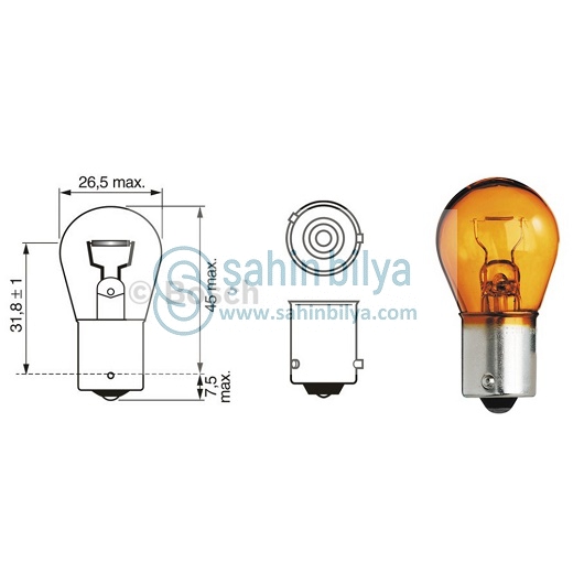 BOSCH 1987302812 Ampul ECO 12 V PY21W 21 W BAU15sPY21W12 BAU15s 7507 93 YAKIN TIRNAK SARI